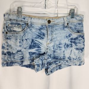 Route 66 Denim Blue Tie Dye Cotton Denim Jean Shorts Size 9/10 Five Pockets